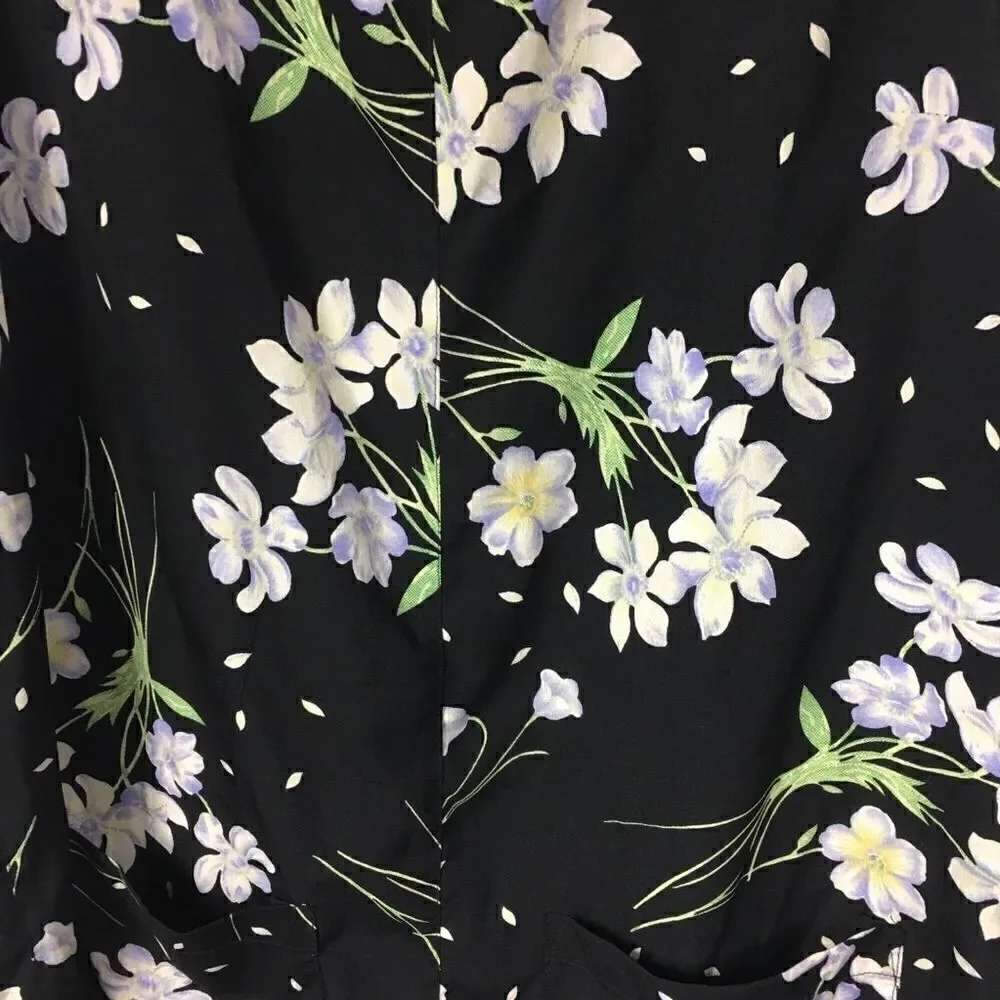 Top shop black white floral size 12 romper button closure on sleeves